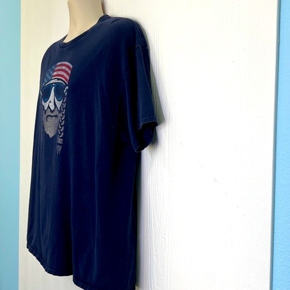 Delta - Willie Nelson Navy American Flag Graphic Short Sleeve T Shirt Size XL - Picture 5 of 8